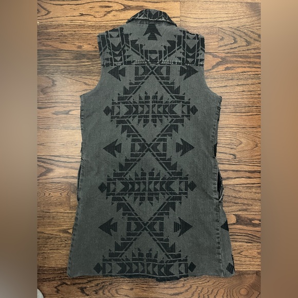 Free People Nordic Clash  Geometric Print Denim Wrap Vest.  Size Medium - Picture 12 of 12